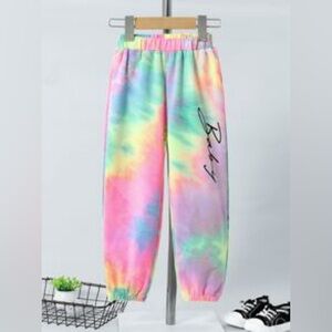 SHEIN Girls Tie Dye Letter Graphic Sweatpants size 7 AS-IS